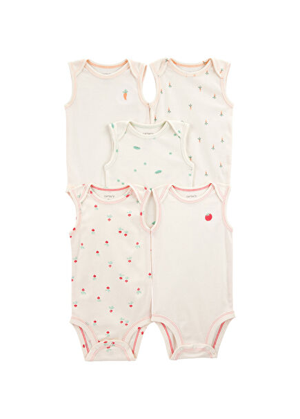 Layette Kısa Kollu Unisex Bebek 5'li Body Seti