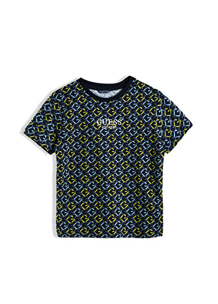 Desenli Kısa Kollu Erkek Çocuk Tshirt 