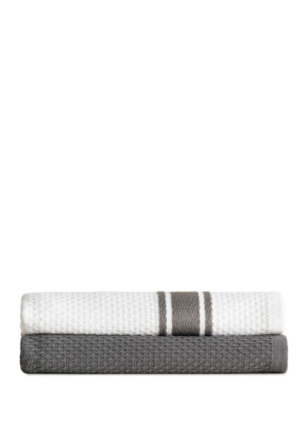 Elvin Organic Cotton Special Weave Grey Cream 2-Pack Drying Towel 40x60 cm