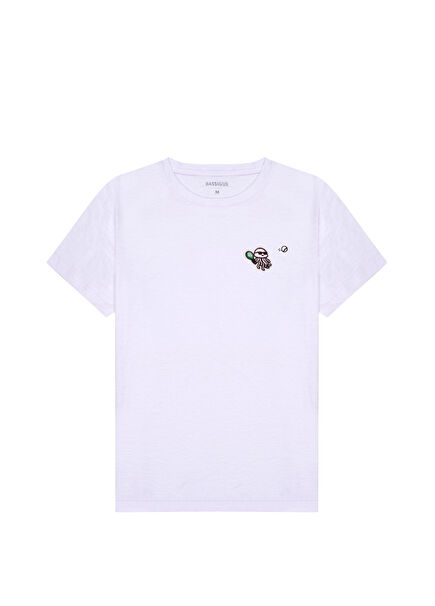 White Padel Octopus Cotton Short Sleeve Men's T-Shirt