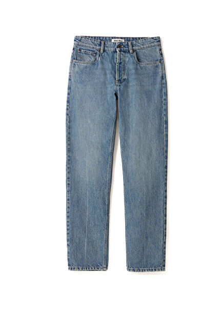 Light Blue Denim and Poplin Five-Pocket Women's Trousers