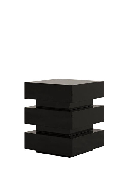 De Stijl Kübik Siyah Yan Sehpa Tabure