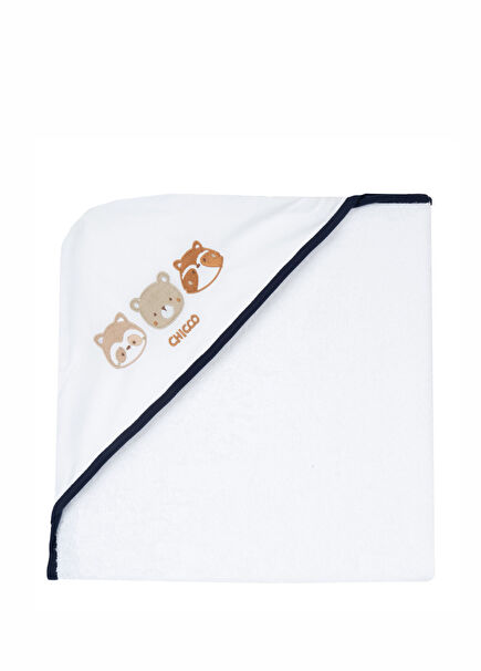 White Cotton Unisex Baby Bath Towel