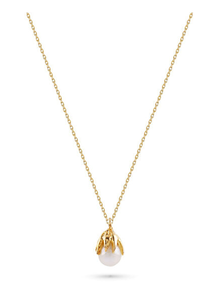Daisy 925 Gold Plated Women's Pearl Necklace on 925 Sterling Silver 