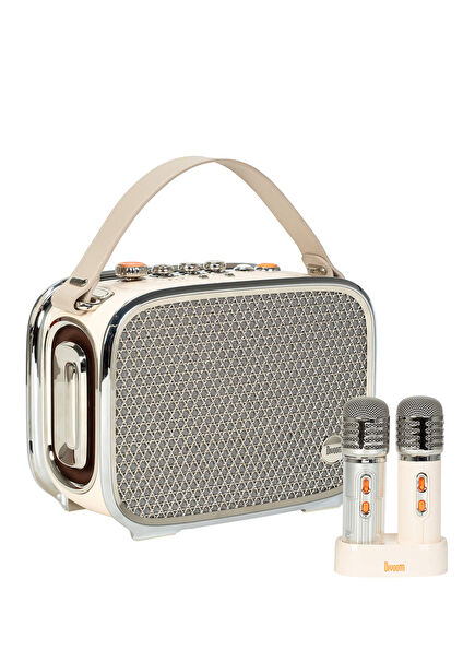 SongBird Ultra 100W Çift Mikrofonlu Karaoke Bluetooth Hoparlör, Taşınabilir Ses Bombası, 8 Saate Varan Çalma Süresi, Kablosuz, Beyaz