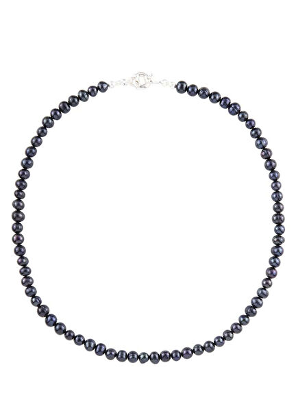 Poseidon Siyah İnci Taşlı 925 Ayar Gümüş Erkek Kolye