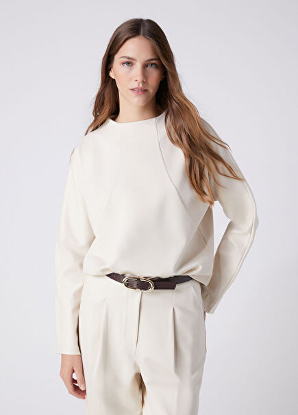 Açık Bej Reglan Kol Sweatshirt