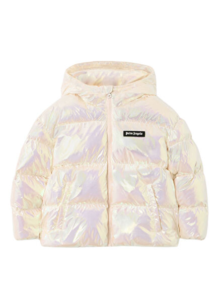 Pembe Beyaz Kız Çocuk Puffer Mont