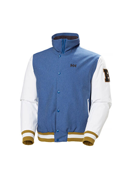 Apres Varsity High Collar Blue Retro Men's Ski Jacket