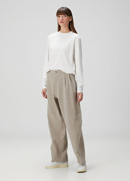 Phebe Beige Wool Trousers