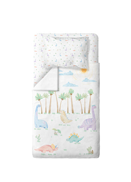Dino %100 Organik Pamuk Saten Bebek Çocuk Nevresim Takımı 160 x 220 cm