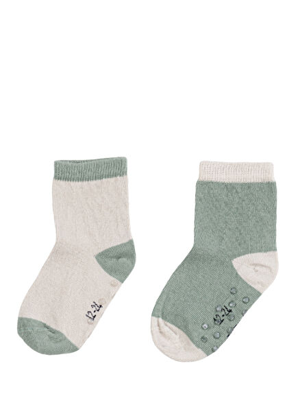 Sage Ekru Unisex Çocuk 2'li Çorap Seti