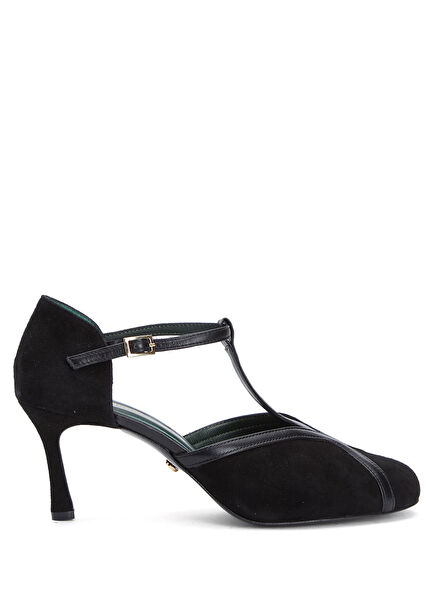 Black Suede Leather High Heels