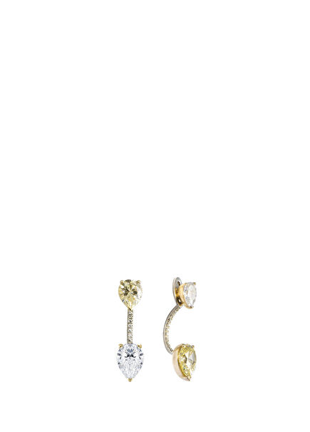 Toi & Moi Champagne Ear Jackets 925 Sterling Silver Women's Earrings
