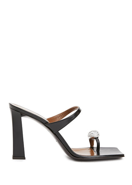 Black Womens Leather Slippers