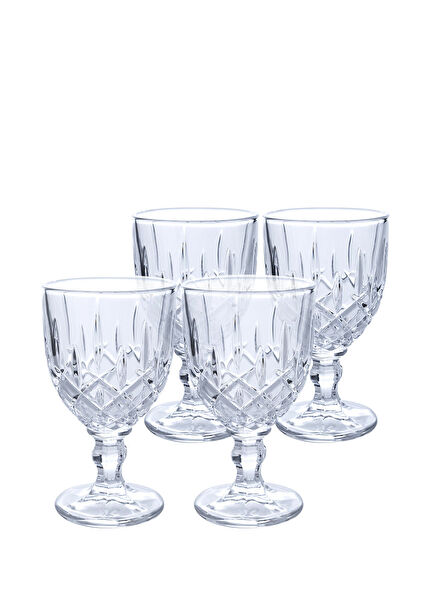 Noblesse Şeffaf Cam 4'lü Ayaklı Likör Kadehi Seti