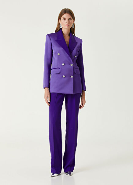 Purple Crepe Wide-Leg Women's Trousers