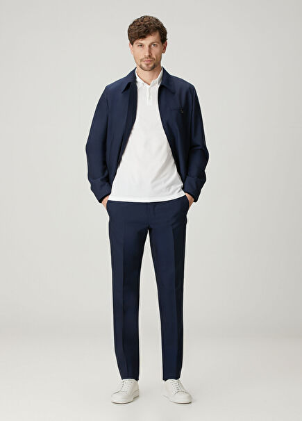 Navy Blue Wool Pants
