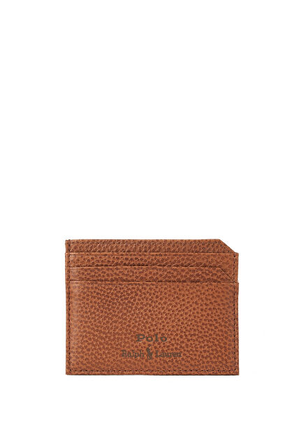 Brown Logo Detailed Men's Leather Card Holder