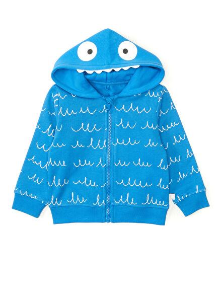 Blue White Hooded Baby Boy Sweatshirt