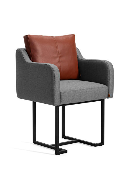 Papillonne Metal Ayaklı Yastıklı Gri Yemek Odası Sandalyesi