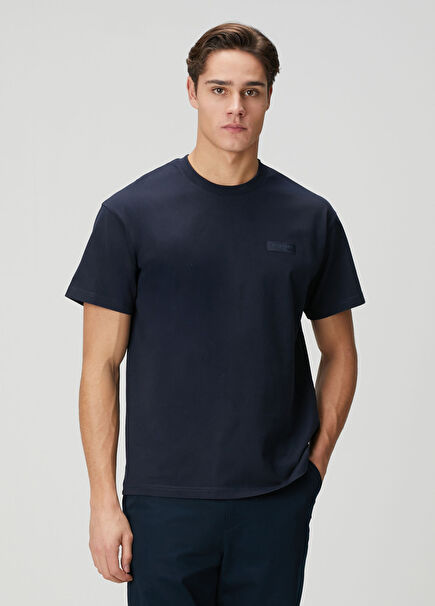 Navy Blue Logo Detailed T-Shirt