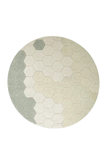 Round Honeycomb Blue Sage Çocuk Odası Halısı 140 cm