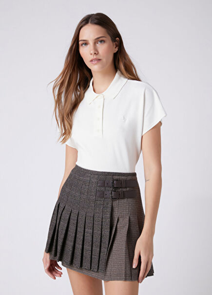 Beyaz Basic Polo Kazak