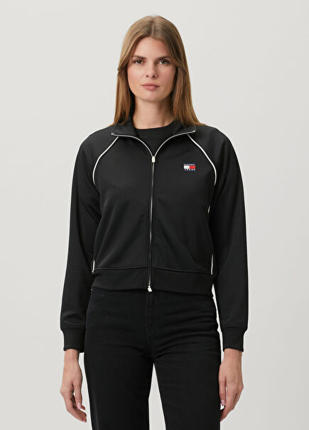 Badge Track Black Zip-Up Sweatshirt