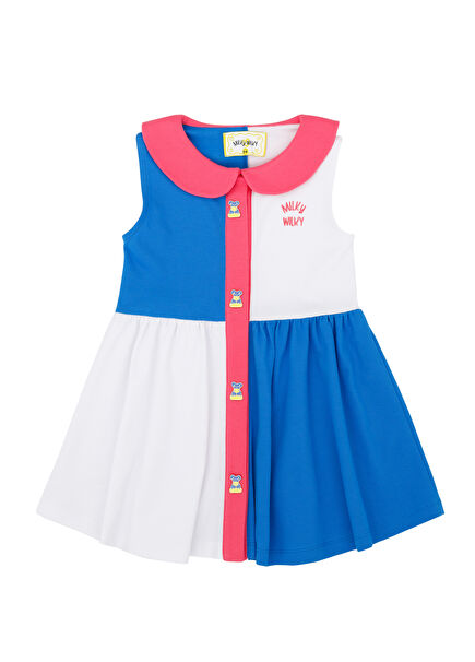 Blue White Girls Organic Cotton Dress