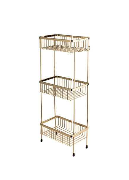 Altın Rengi Dikdörtgen 3'lü Ayaklı Duş Rafı