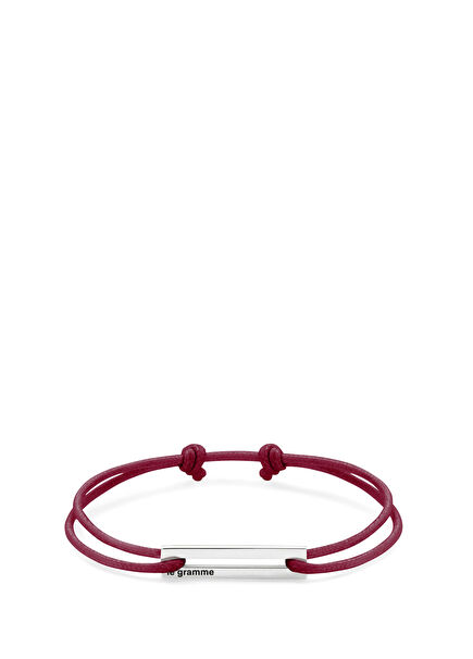 Burgundy Men's Silver Bracelet