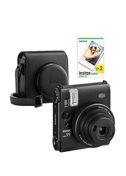 Instax Mini 99 Siyah Fotoğraf Makinesi + 20'li Film ve Deri Kılıf Seti