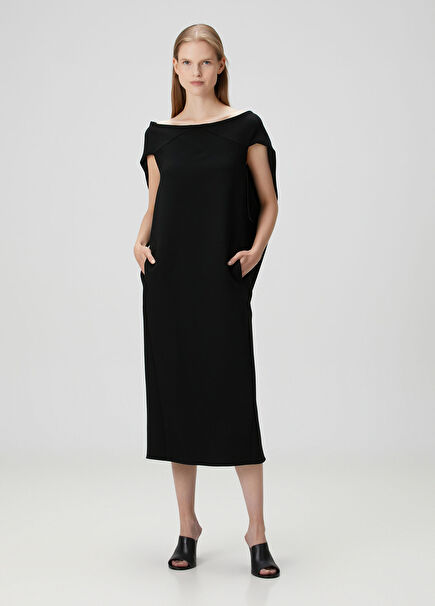 Anitas Black Midi Wool Dress