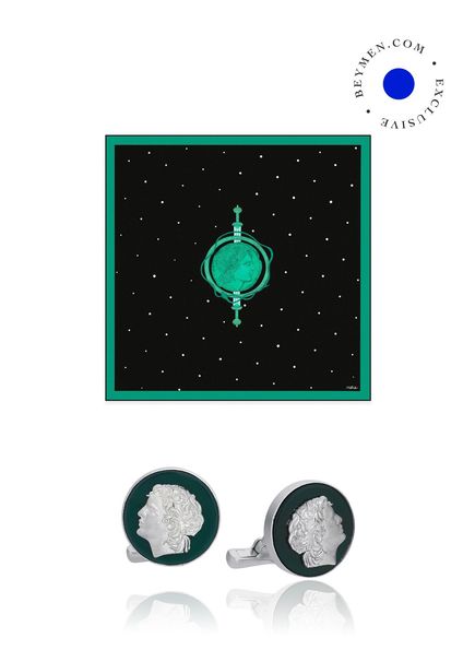 Marcus Green Agate Cufflinks Mini Men's Gift Set
