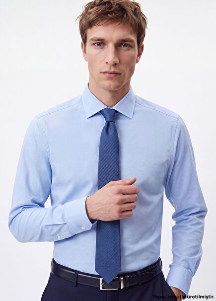 Comfort Fit Blue Dobby Non-Iron Shirt