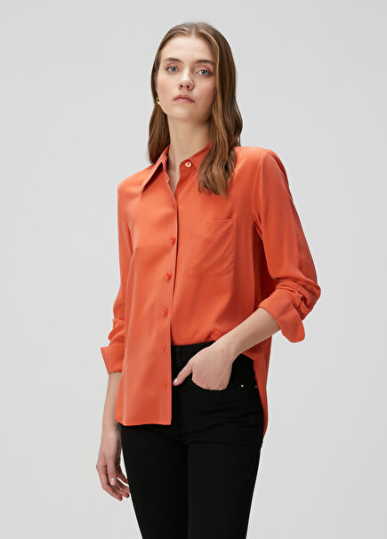 Quinne Orange Silk Shirt