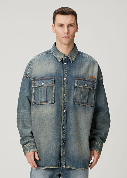 Navy Blue Denim Shirt