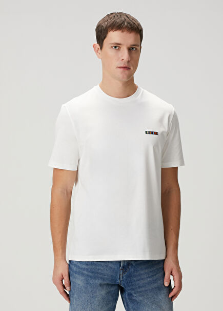 White Colorful Embroidered T-Shirt