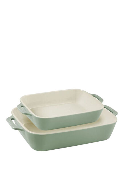 Staub Green Ceramic Rectangle 2 Piece Baking Dish Set