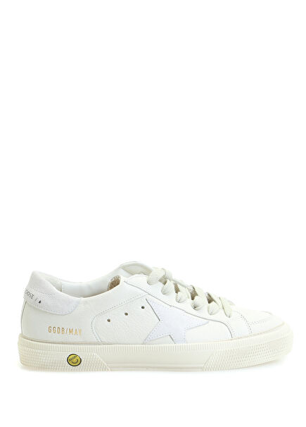 May White Kids Leather Sneaker