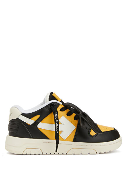 Siyah Sarı Erkek Çocuk Deri Sneaker