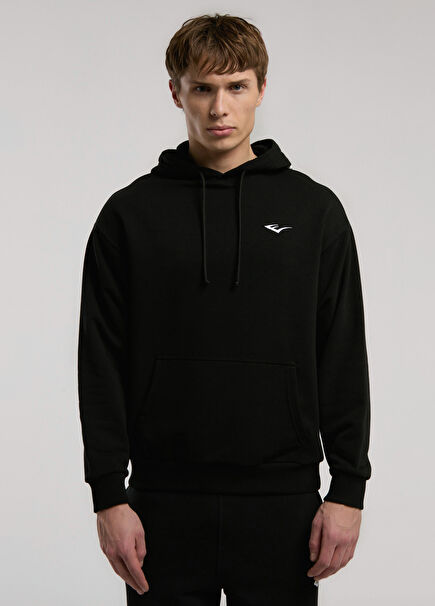 Ever Classics Comfort Siyah Kapüşon Baskılı Erkek Sweatshirt