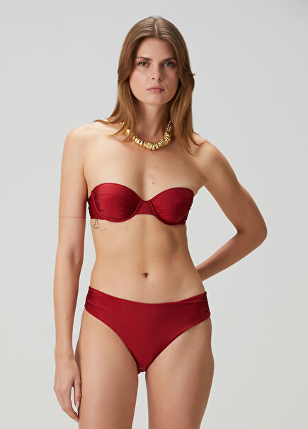 Red Draped Bikini Top