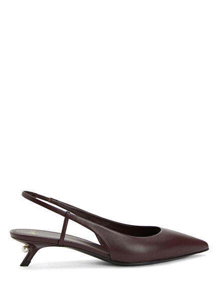 Bordo Deri Topuklu Ayakkabı