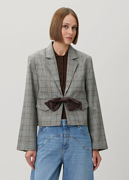 Benni Grey Plaid Wool Blazer