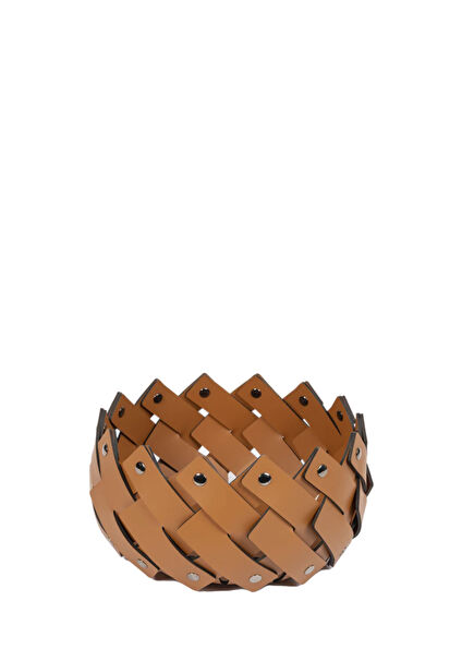 Almeria Taba Yuvarlak Formlu Deri Sepet