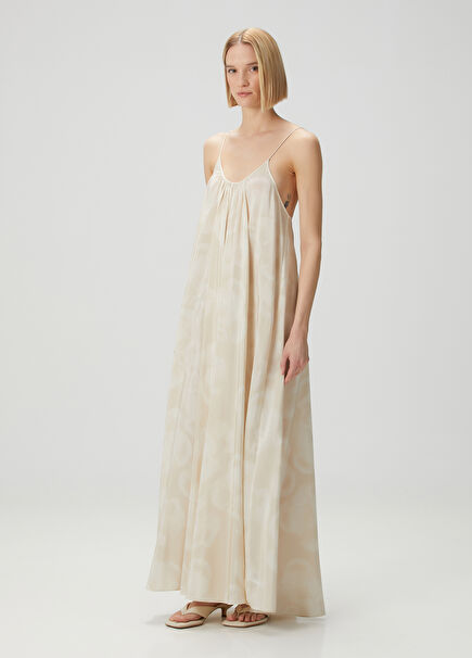 Aida Beige Patterned Maxi Dress