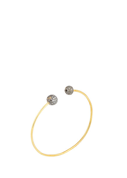 Top Detaylı 18 Ayar Altın Mikron Kaplama 925 Ayar Gümüş Kadın Bilezik