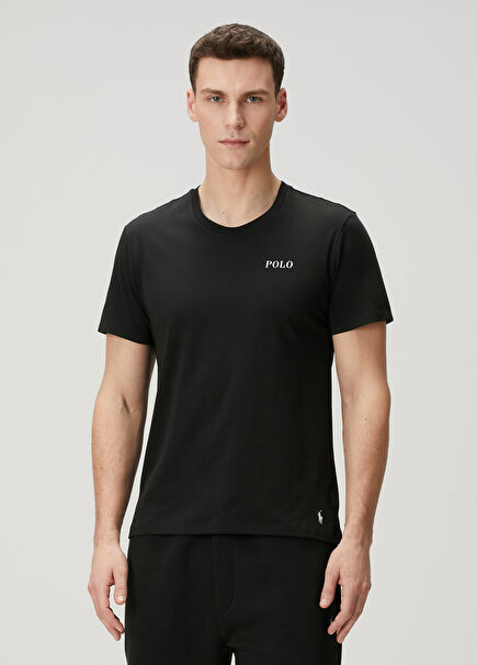 Black Logo Detailed Pajama Top
